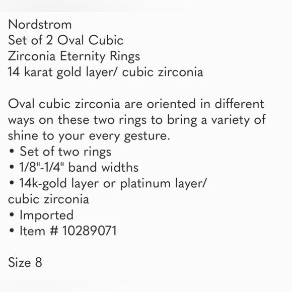 Nordstrom Set of 2 Oval Cubic Zirconia Rings - Picture 4 of 4